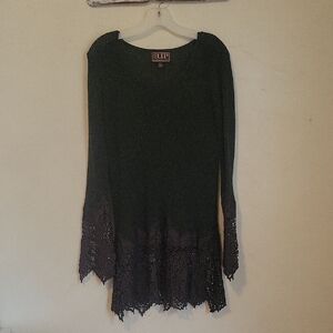 Black Lace Hem Sweater